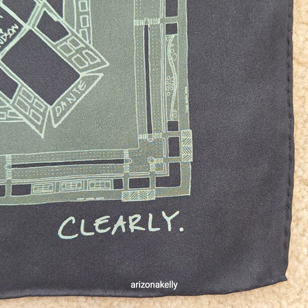 NWOT Silk Scarf Hand Rolled New York City Greenwich Village Manhattan Landmarks - Picture 6 of 13